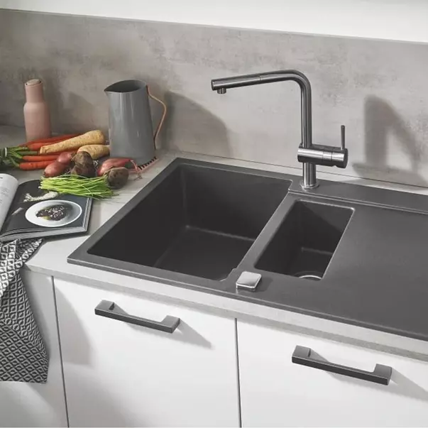 Baterie bucatarie cu dus extractabil Grohe Minta 2 tipuri de jet antracit periat Hard Graphite [3]