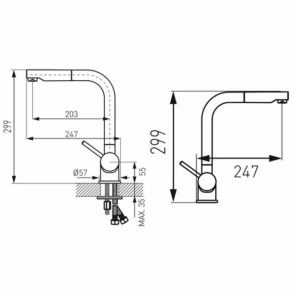 Baterie bucatarie cu dus extractibil crom Ferro Toledo [2]