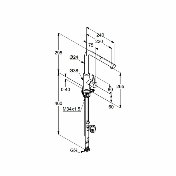 Baterie bucatarie cu dus extractibil Kludi L-ine S negru mat monocomanda [2]
