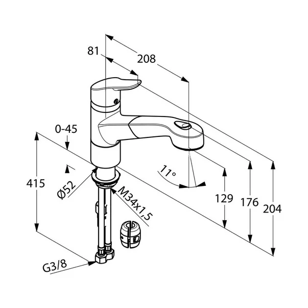 Baterie bucatarie cu dus extractibil Kludi Objekta crom [2]
