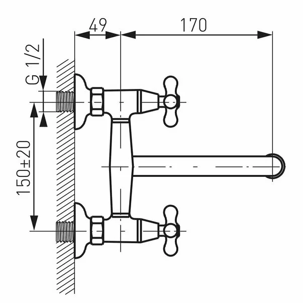 Baterie bucatarie cu montare pe perete crom Ferro Retro New [2]