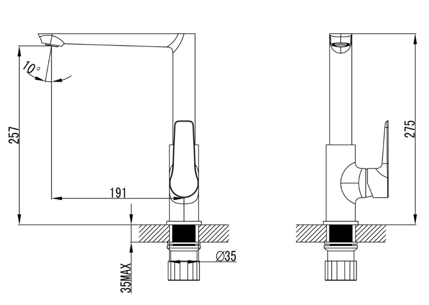 Baterie bucatarie Fdesign Avanza, inalta, tip L, mat, alb/crom, FD1-A01-4-31 [2]