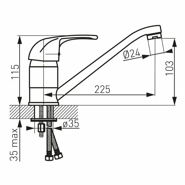 Baterie bucatarie Ferro Vasto pipa 22.5 cm [3]