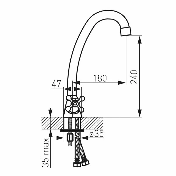 Baterie bucatarie gat de lebada dubla comanda Ferro Retro [3]