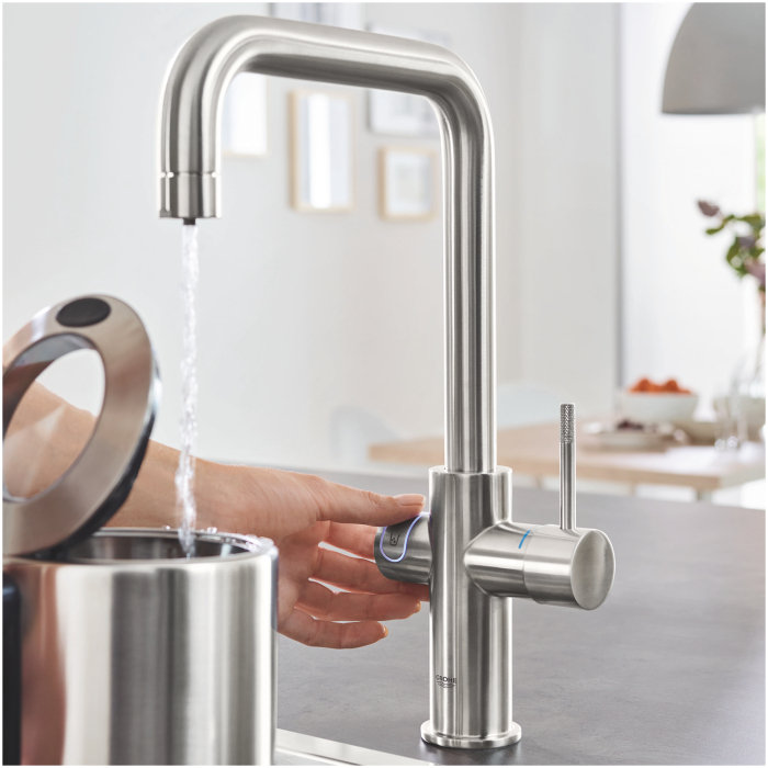 Baterie bucatarie Grohe 101070DC01, Blue Home, inalta, tip U, pentru racitor Blue Home, mat, otel satinat [3]