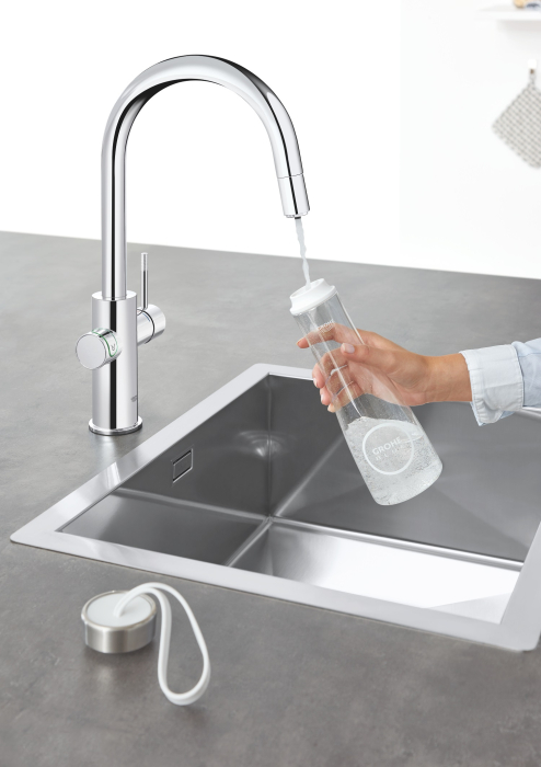 Baterie bucatarie Grohe 1010730001, 0.6 bar, 419 mm, 219 mm, 1 orificii instalare, 3 sprayuri, 150 unghi pivotare, Crom [3]