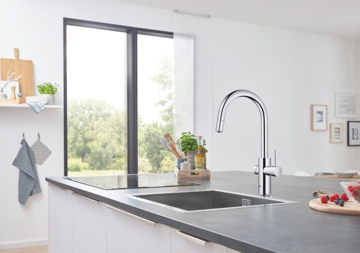 Baterie bucatarie Grohe 1010730001, 0.6 bar, 419 mm, 219 mm, 1 orificii instalare, 3 sprayuri, 150 unghi pivotare, Crom [11]