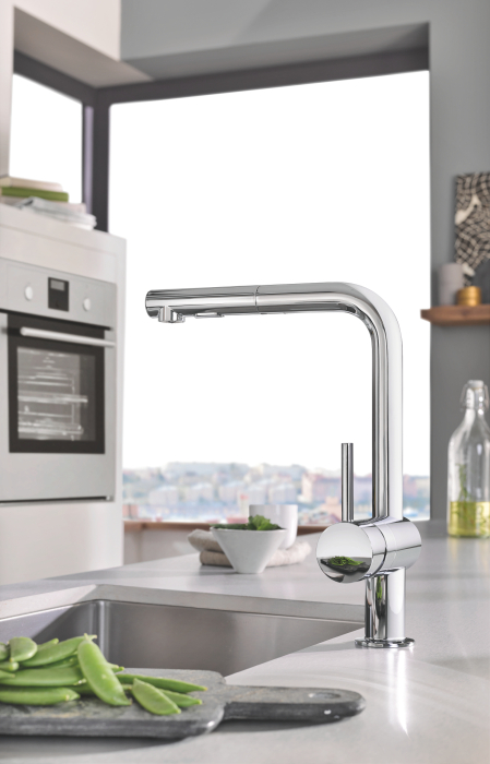 Baterie bucatarie Grohe 30274000, bucatarie Minta, tip comanda monocomanda, marime inalta, forma pipa tip l, crom [8]