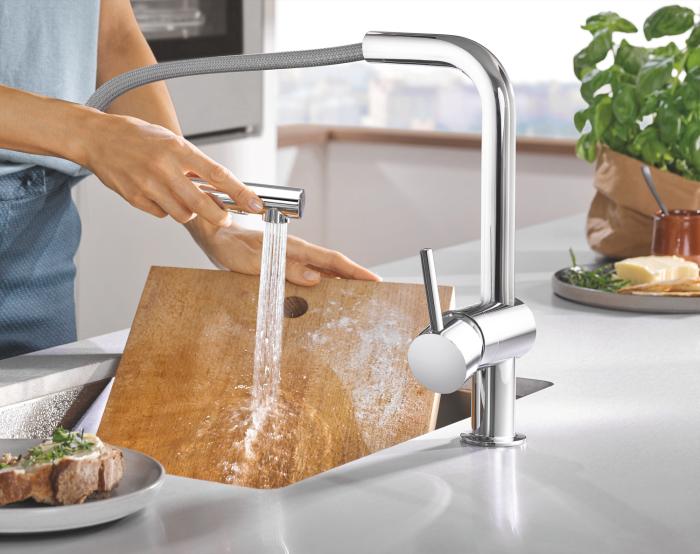Baterie bucatarie Grohe 30274000, bucatarie Minta, tip comanda monocomanda, marime inalta, forma pipa tip l, crom [7]