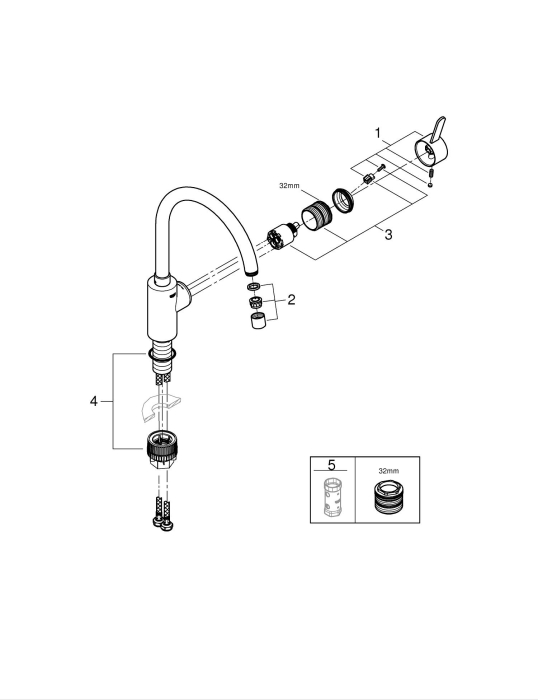 Baterie bucatarie Grohe 30431DC0, 1 bar, 354 mm, 224 mm, 1 orificii instalare, 1 sprayuri, Otel satinat [4]