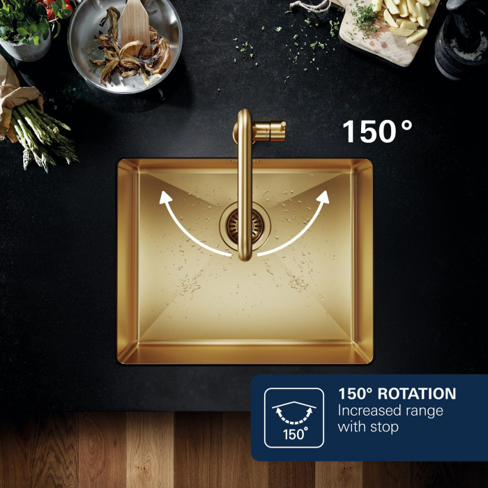 Baterie bucatarie Grohe 30470GN0, Start, inalta, tip U, mat, auriu [7]