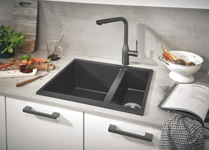 Baterie bucatarie Grohe 30504AL0, Essence, 3/8'', inalta, tip L, dus, 2 functii, mat, grafit [4]