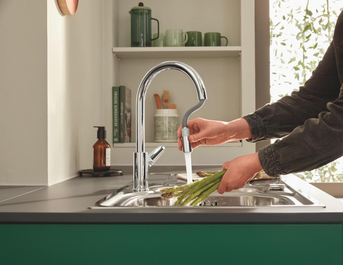 Baterie bucatarie Grohe 30547000, 0.8 bar, 357 mm, 215 mm, 1 orificii instalare, 1 sprayuri, 120 unghi pivotare, Crom [7]