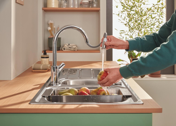 Baterie bucatarie Grohe 30550000, 1 bar, 357 mm, 215 mm, 1 orificii instalare, 1 sprayuri, 180 unghi pivotare, Crom [3]