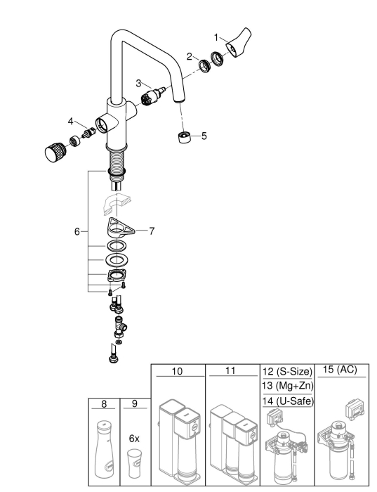 Baterie bucatarie Grohe 30583DC0, Blue Pure Eurosmart, inalta, tip U, filtrare, 3 cai, mat, otel satinat [7]