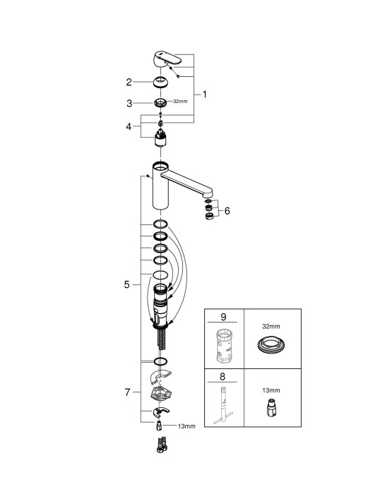 Baterie bucatarie Grohe 30610000, 1 bar, 207 mm, 221 mm, 1 orificii instalare, 1 sprayuri, 360 unghi pivotare, Crom [7]