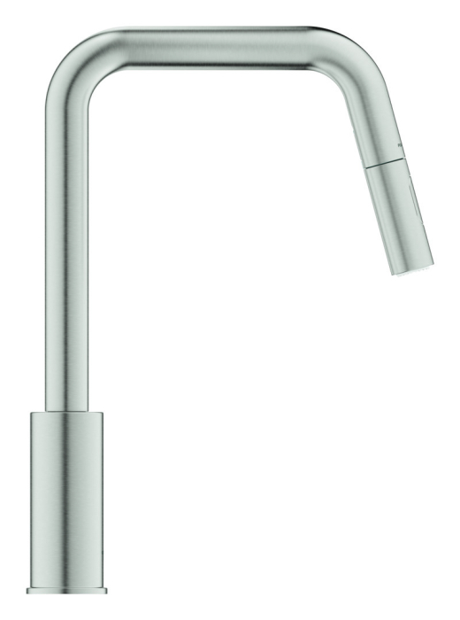 Baterie bucatarie Grohe 30619DC0, Eurosmart, inalta, tip U, dus, 2 functii, mat, otel satinat [7]