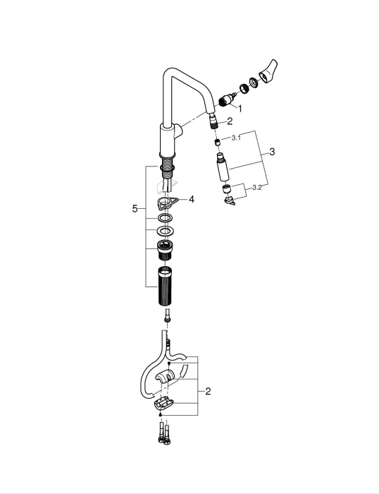 Baterie bucatarie Grohe 306312430, 1 bar, 362 mm, 221 mm, 1 orificii instalare, 2 sprayuri, 120 unghi pivotare, Negru [10]