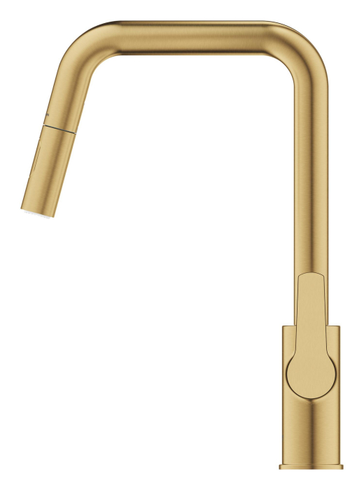 Baterie bucatarie Grohe 30631GN0, Start, inalta, tip U, dus, 2 functii, mat, auriu [5]