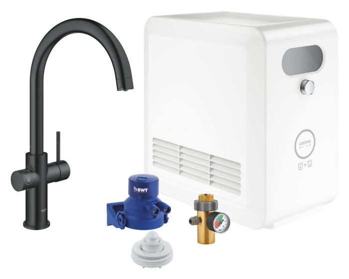 Baterie bucatarie Grohe 31323KS2, Blue Professional, inalta, tip C, filtrare, apa carbogazoasa, include racitor, mat [1]