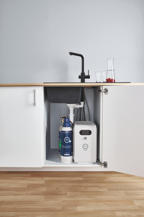 Baterie bucatarie Grohe 31326KS2, Blue Professional, inalta, tip L, filtrare, apa carbogazoasa, dus, mat, negru [4]