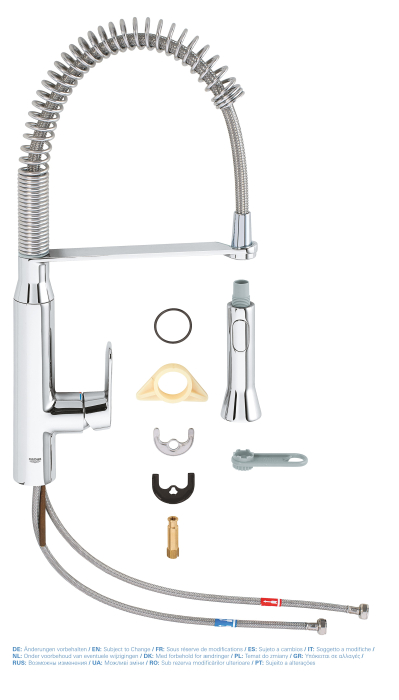 Baterie bucatarie Grohe 31379000, K7, tip comanda monocomanda, marime extra inalta, forma pipa tip c, crom [4]