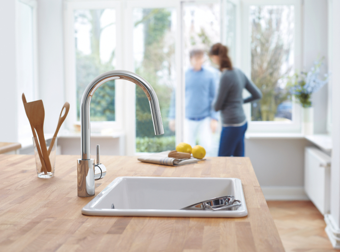 Baterie bucatarie Grohe 31483002, 1 bar, 381 mm, 223 mm, 1 orificii instalare, 2 sprayuri, 360 unghi pivotare, Crom [2]