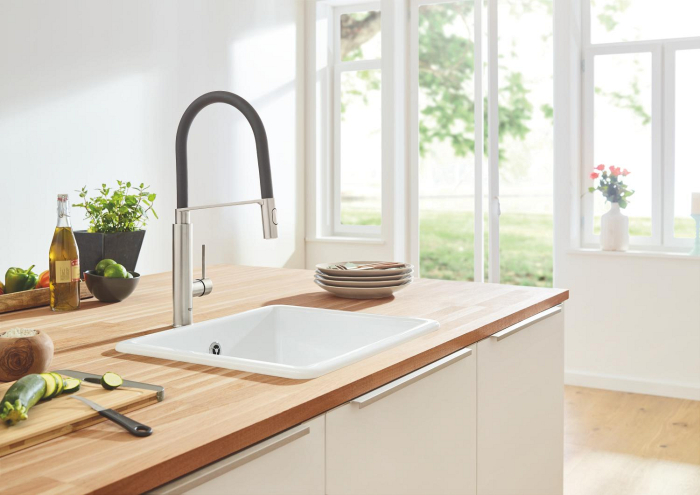 Baterie bucatarie Grohe 31491DC0, Concetto, inalta, tip C, dus profesional, mat, otel satinat [4]
