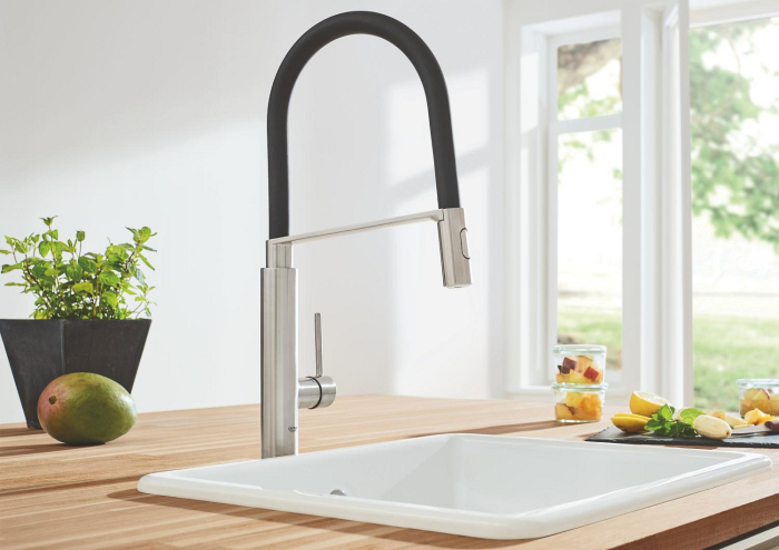 Baterie bucatarie Grohe 31491DC0, Concetto, inalta, tip C, dus profesional, mat, otel satinat [6]