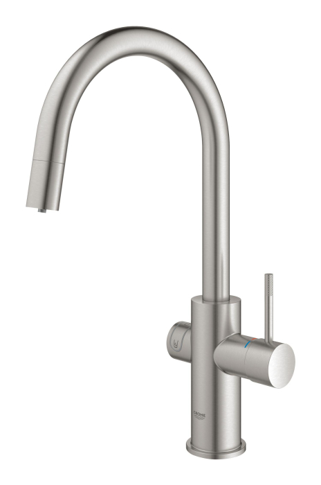 Baterie bucatarie Grohe 31541DC0, Blue Home, inalta, tip C, dus extractabil, filtrare, CO2, racire, mat, otel satinat [3]