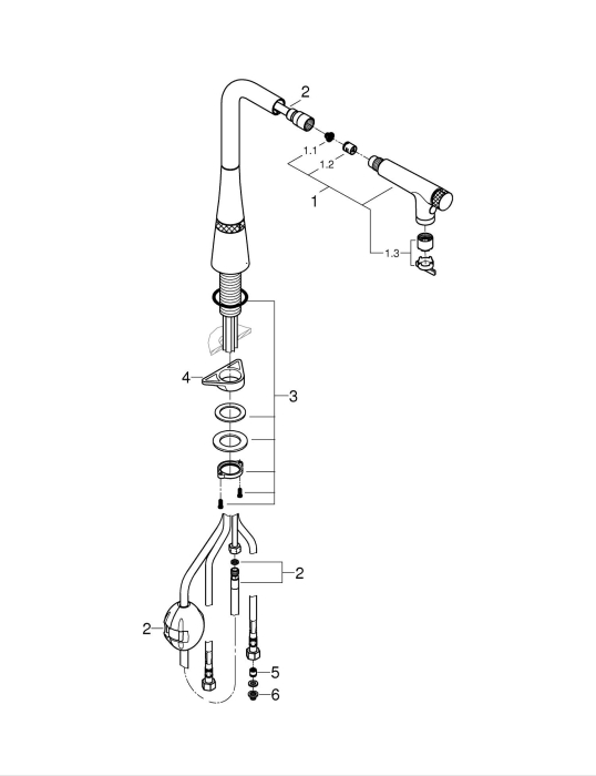 Baterie bucatarie Grohe 31888000, 1 bar, 376 mm, 200 mm, 1 orificii instalare, 2 sprayuri, 180 unghi pivotare, Crom [19]