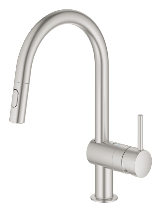 Baterie bucatarie Grohe 32321DC2, Minta, inalta, tip C, dus extractabil, mat, otel satinat [3]