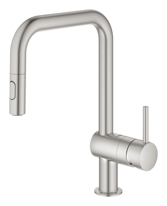 Baterie bucatarie Grohe 32322DC2, Minta, inalta, tip U, dus extractabil, mat, otel satinat [3]
