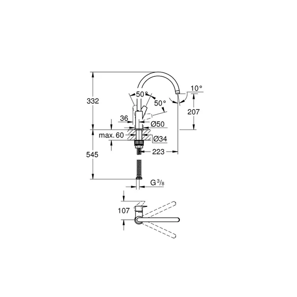 Baterie bucatarie Grohe BauEdge crom lucios [2]