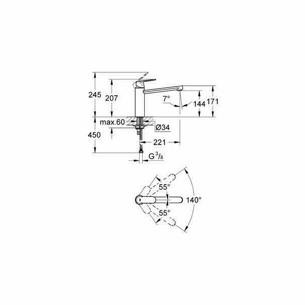 Baterie bucatarie Grohe Eurosmart Cosmopolitan crom lucios [2]
