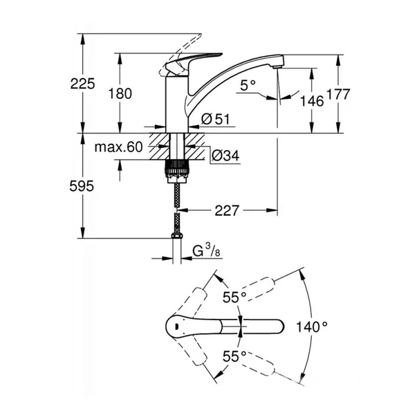 Baterie bucatarie Grohe Eurosmart New monocomanda crom lucios [2]