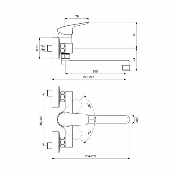 Baterie bucatarie Ideal Standard Ceraflex cu prindere in perete [2]