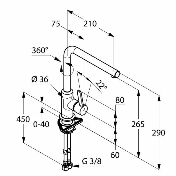Baterie bucatarie Kludi L-ine S crom monocomanda [2]