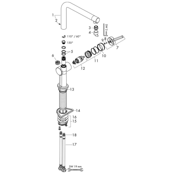 Baterie bucatarie monocomanda Hansgrohe Talis M54 270, cartus ceramic, jet laminar, alama sanitara, crom [3]