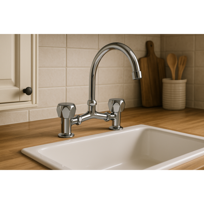 Baterie bucatarie Remer Rubinetterie 1000-2000 14Y, dublu comanda, pipa inalta, rezistenta in utilizare, alama cromata [3]