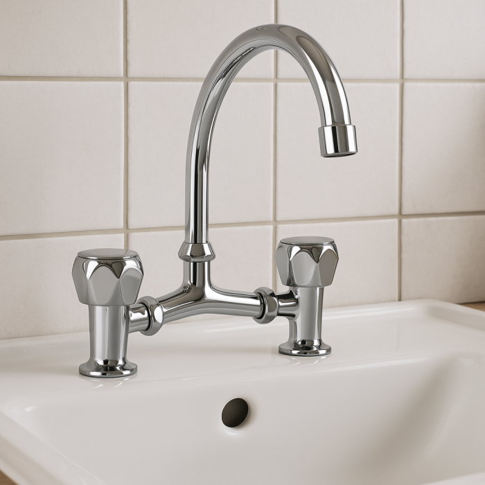 Baterie bucatarie Remer Rubinetterie 1000-2000 14Y, dublu comanda, pipa inalta, rezistenta in utilizare, alama cromata [2]