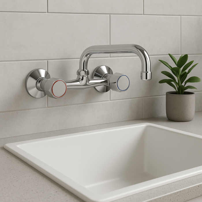 Baterie bucatarie Remer Rubinetterie 1000-2000 41SY, dublu comanda, rezistenta la coroziune, pipa pivotanta, design clasic, usor de montat, alama cromata [2]