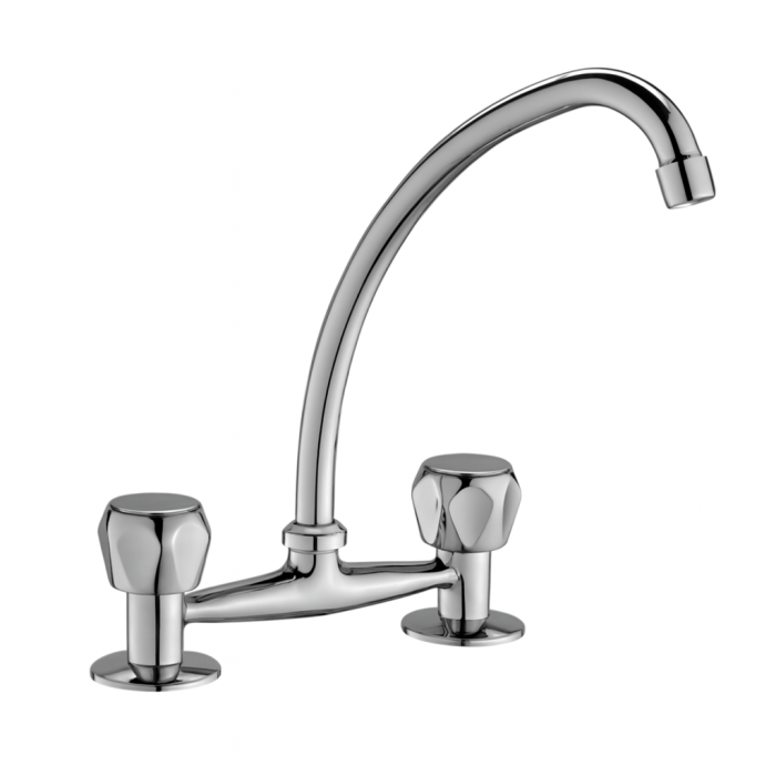 Baterie bucatarie Remer Rubinetterie 1000-2000 14Y, dublu comanda, pipa inalta, rezistenta in utilizare, alama cromata [1]