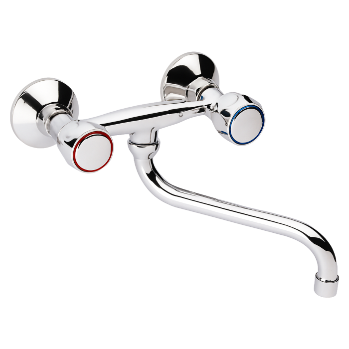 Baterie bucatarie Remer Rubinetterie Traditional 41Y, 2 robineti apa calda/rece, pipa pivotanta, alama cromata [1]