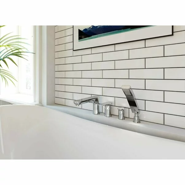 Baterie cada - dus cu 4 piese Ferro Square crom [4]