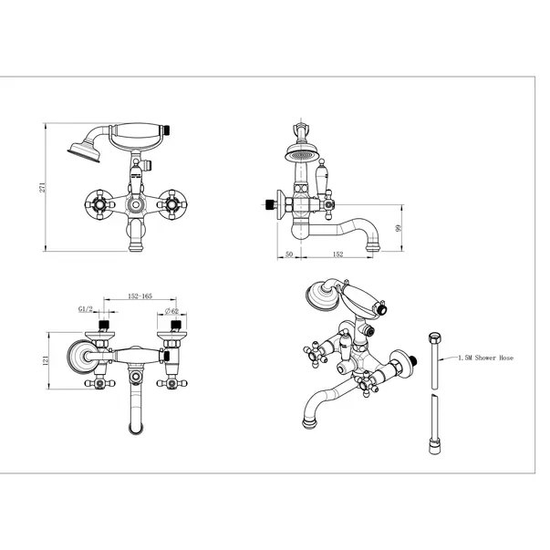 Baterie cada - dus FDesign Lacrima dubla comanda crom lucios cu set de dus [2]