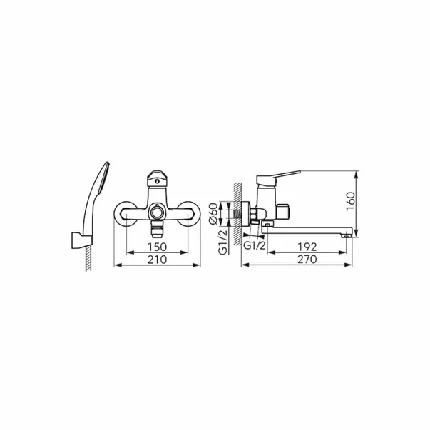 Baterie cada - dus Ferro Isso crom monocomanda cu set de dus [2]