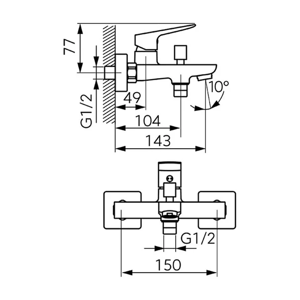 Baterie cada-dus Ferro Vitto Verdeline monocomanda gri Gun Metal mat [2]