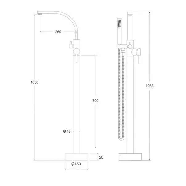 Baterie cada - dus freestanding Besco Decco I auriu lucios [2]