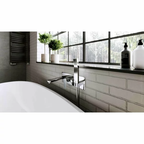 Baterie cada - dus incastrata Ferro Square crom cu pipa si set dus [3]